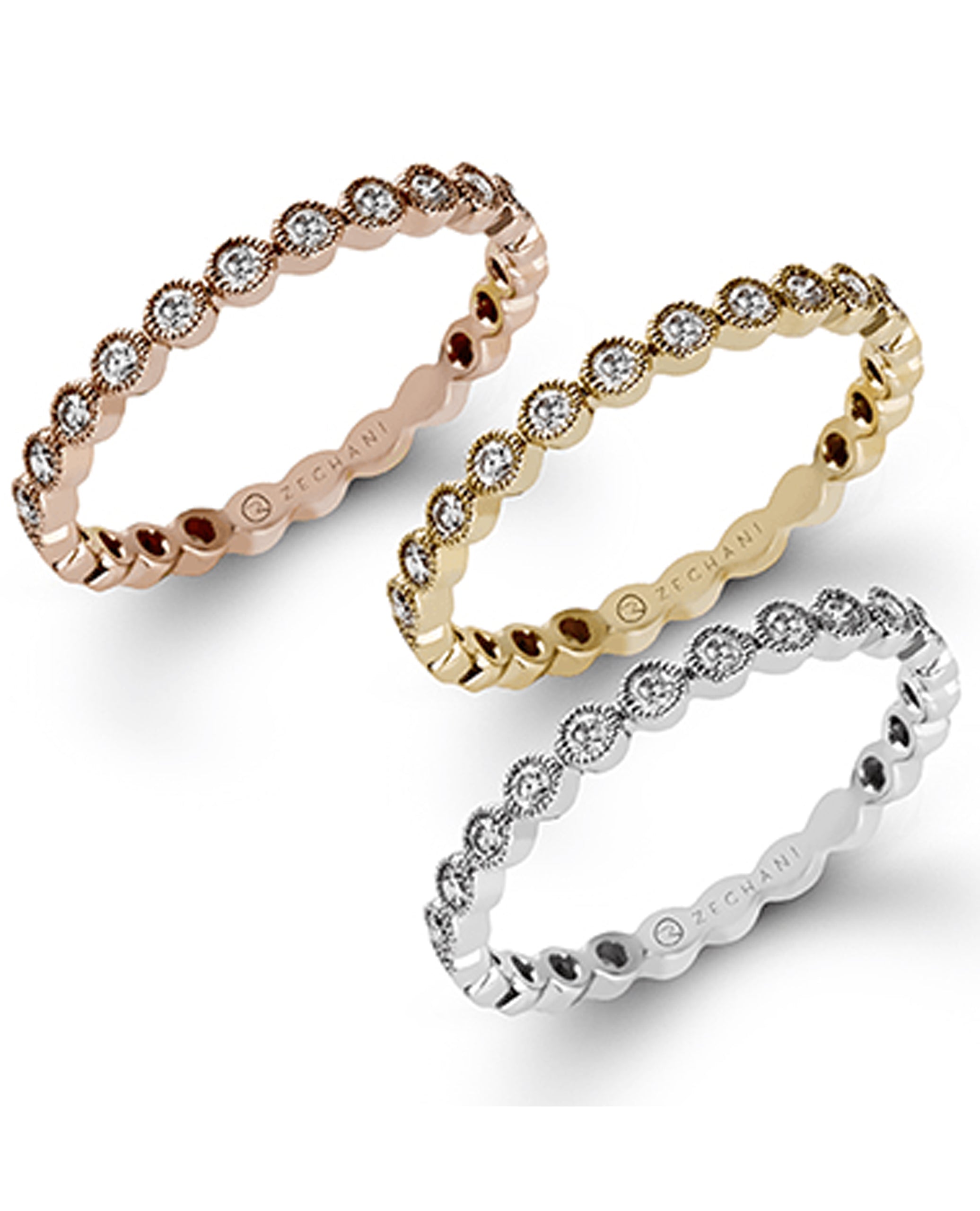 Zeghani ZR219-Y Yellow Gold Stackable Eternity Ring