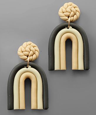 Arch Clay Earrings (Ivory/Peach/Mud)