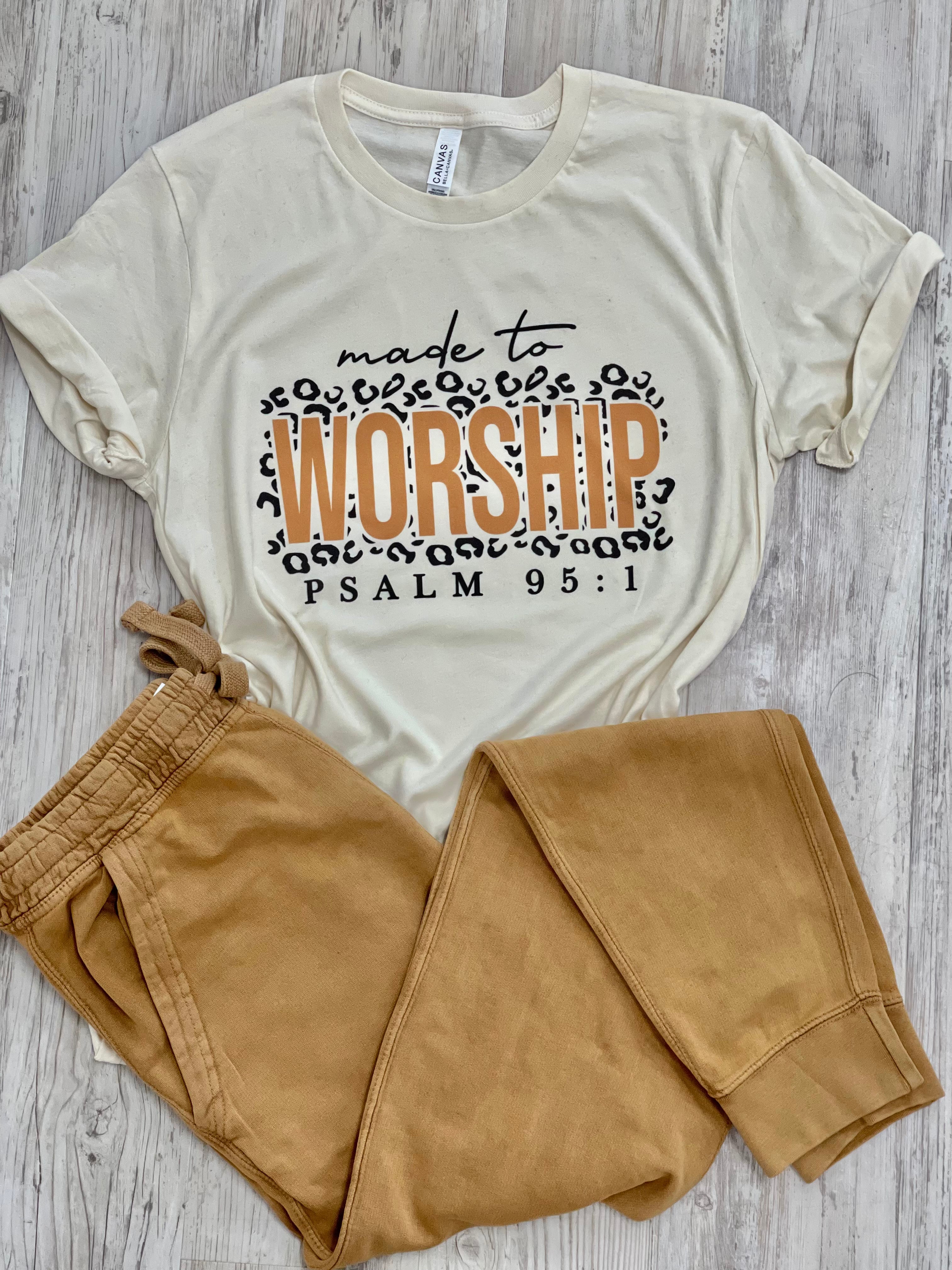 Made to Worship Leopard background Short/Long Sleeves