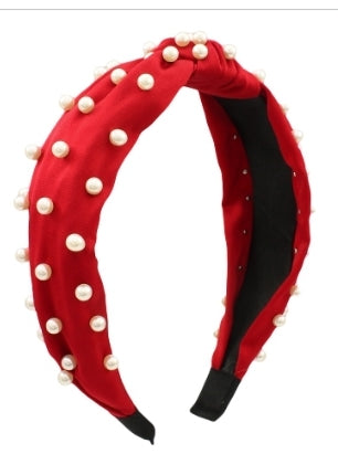 Pearl Studded Headband (Red)