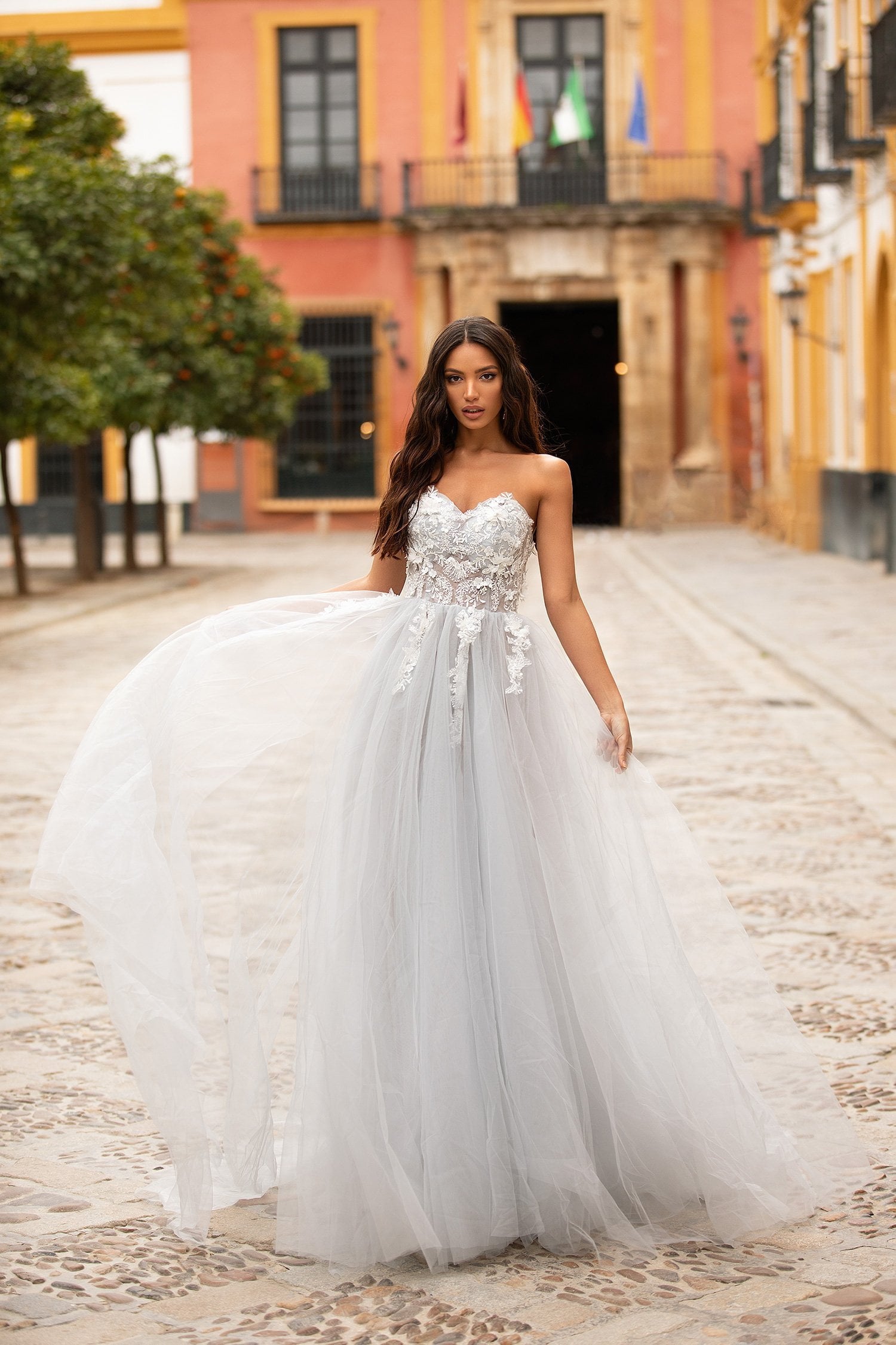 Laurensa Beaded Tulle Gown