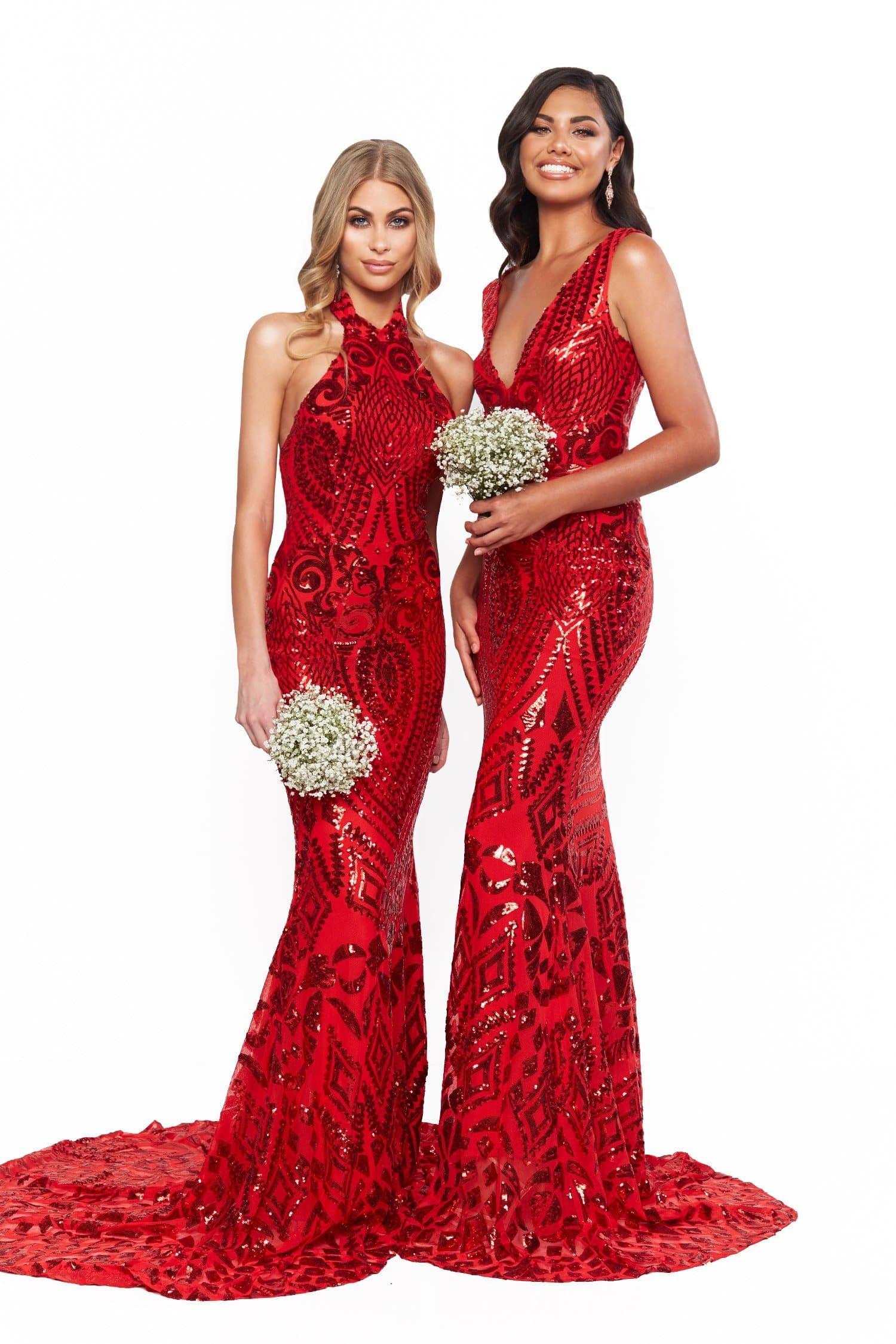 Bridesmaids Inaya Sequin Gown - Red