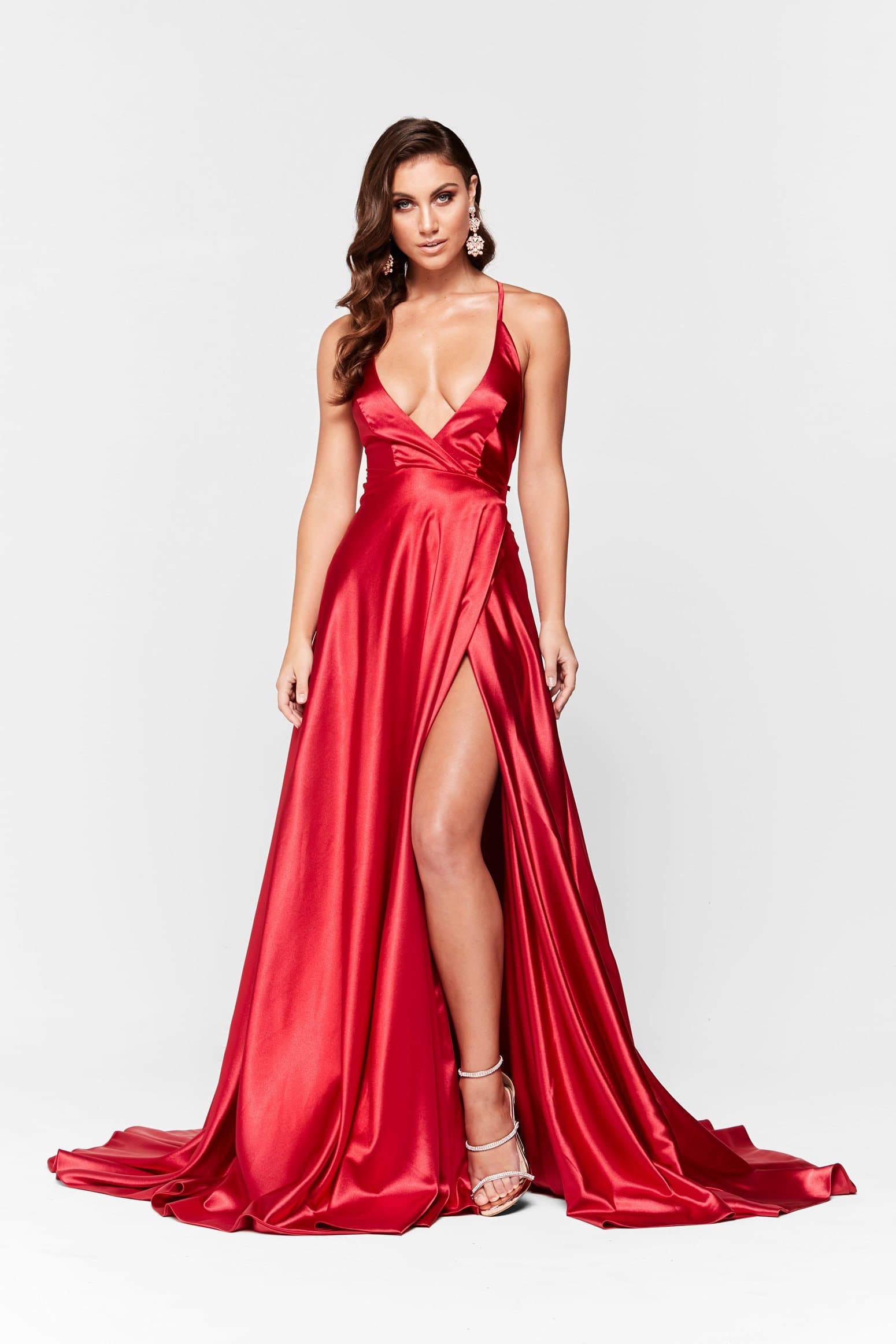 Dimah Satin Gown - Red