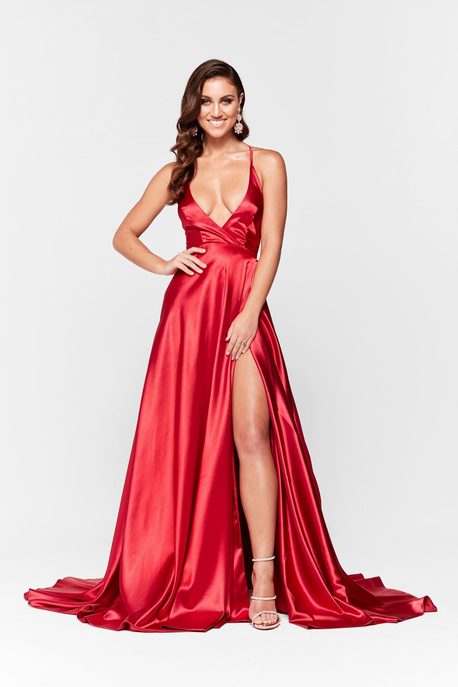 Dimah Satin Gown - Red