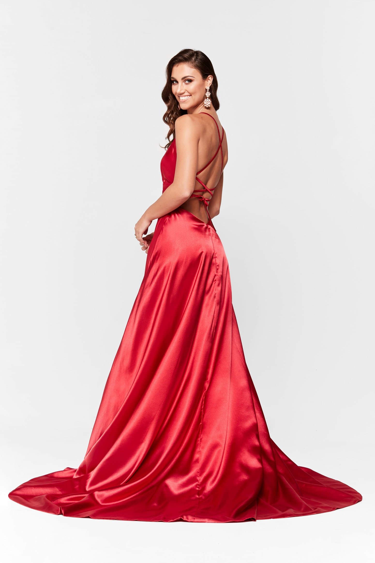 Dimah Satin Gown - Red