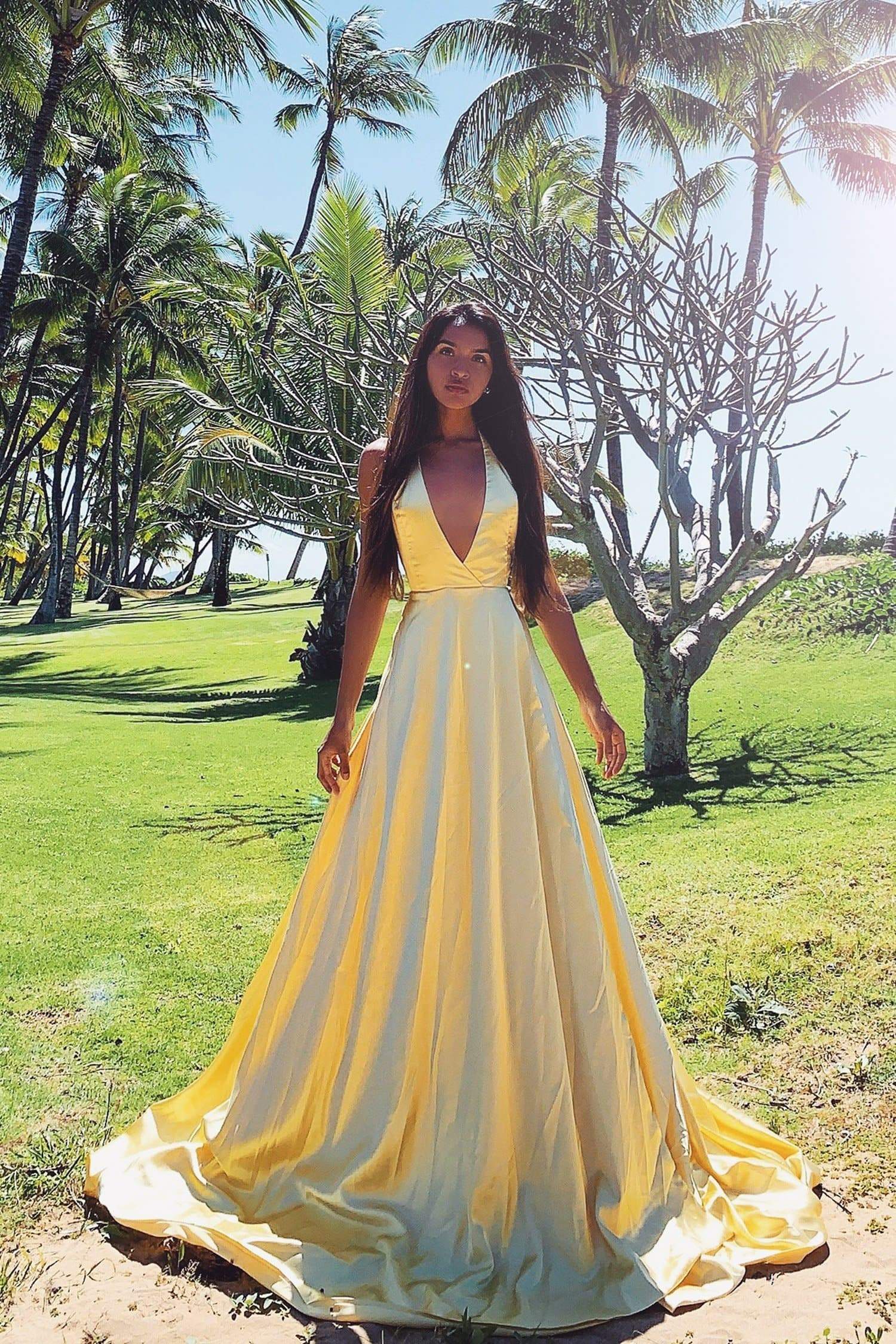 Amani Satin Gown - Yellow