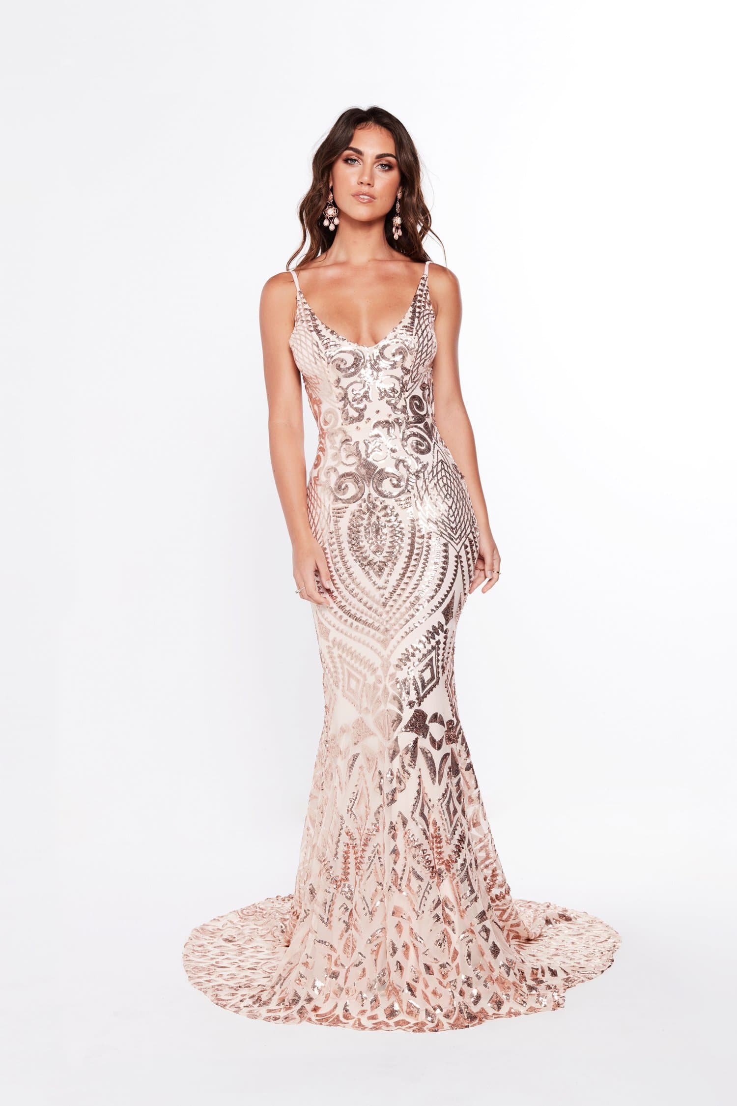 Mariana Sequin Gown - Rose Gold