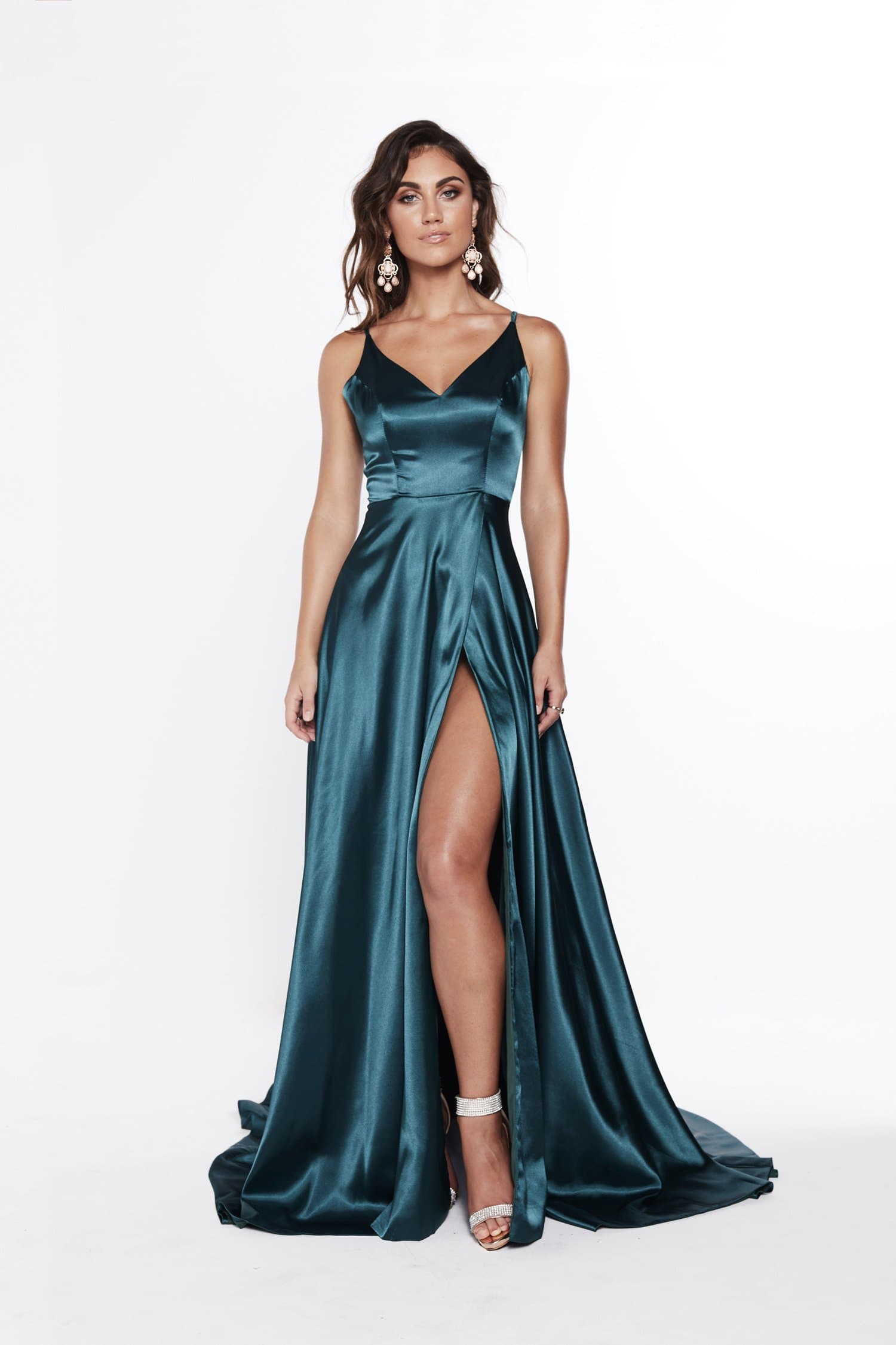 A&N Luxe Lucia Satin Gown - Teal