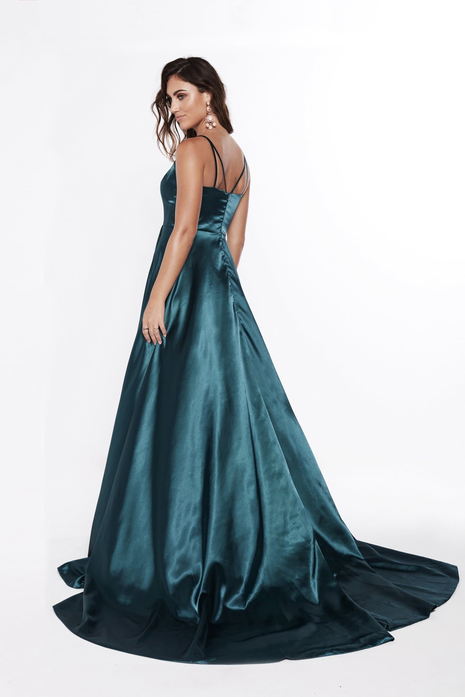 A&N Luxe Lucia Satin Gown - Teal