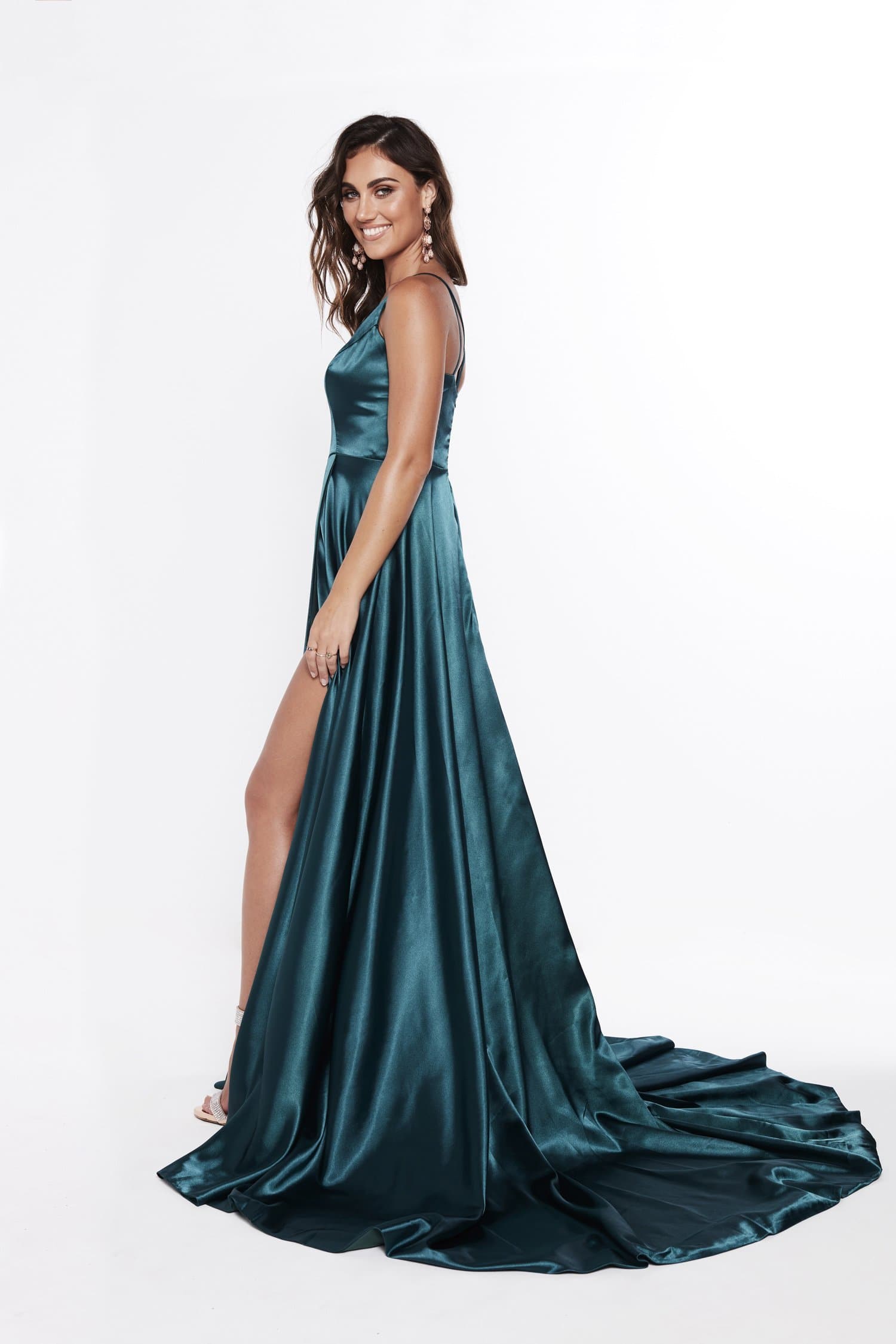 A&N Luxe Lucia Satin Gown - Teal
