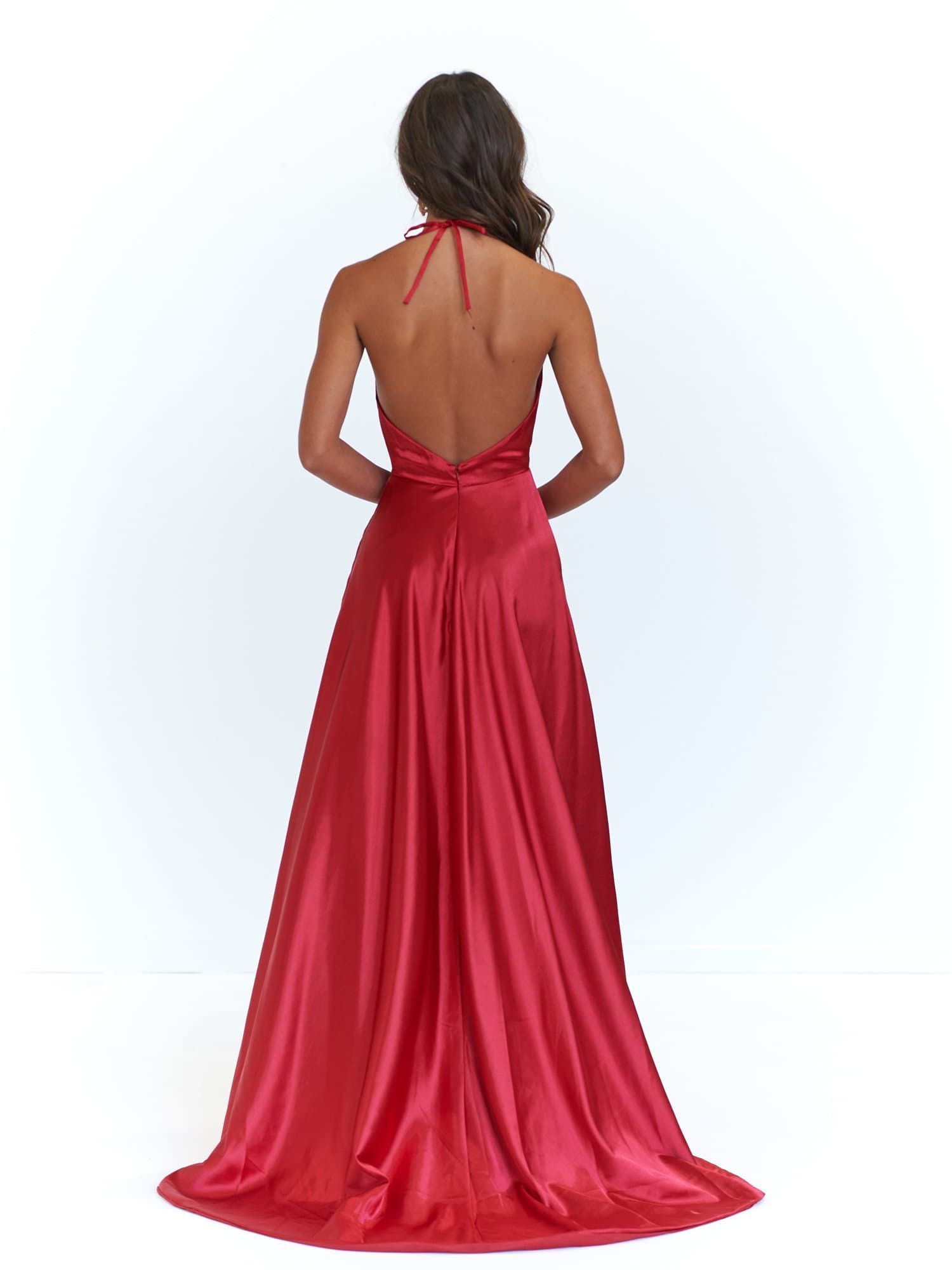 Amani Satin Gown - Deep Red