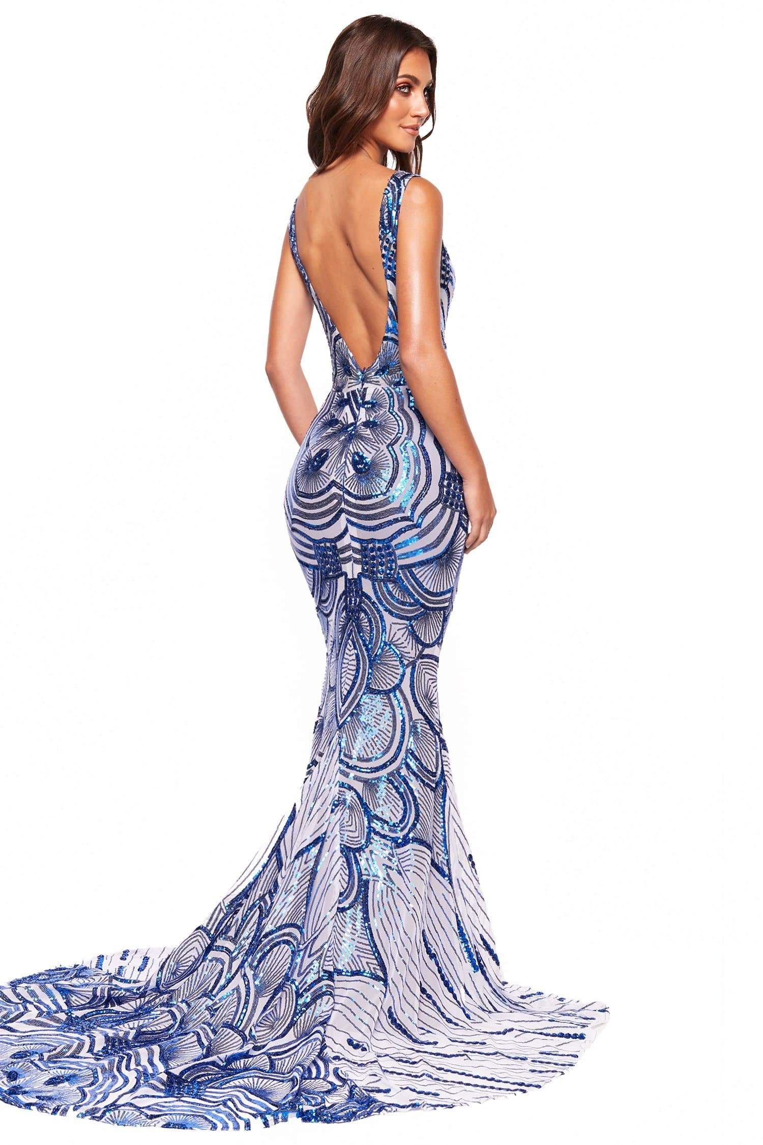 Kimora Sequin Gown - Electric Blue