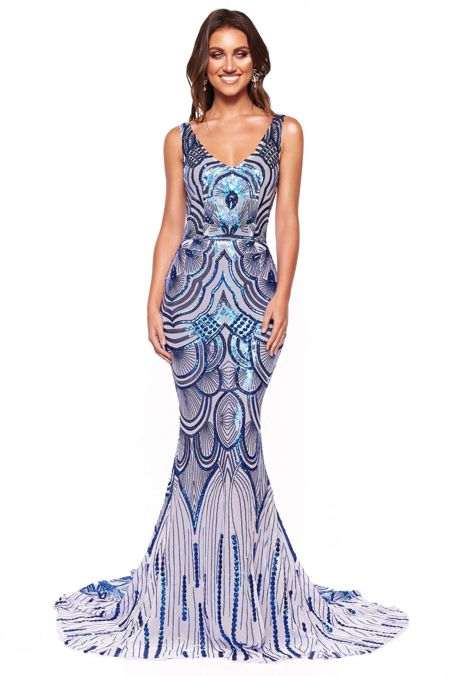 Kimora Sequin Gown - Electric Blue