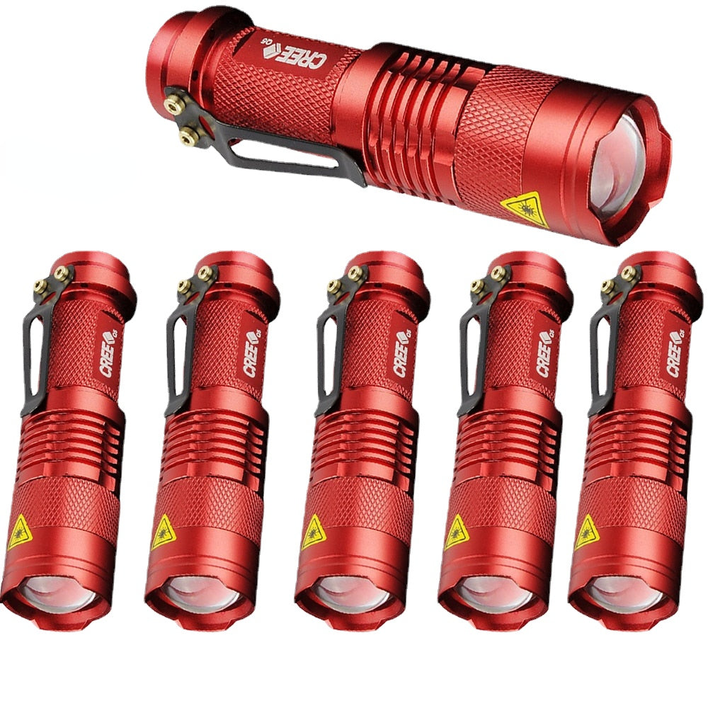 Powerful Tactical Flashlights Portable LED Camping Lamps 3 Modes Zoomable Torch Light Lanterns Self Defense 6pcs