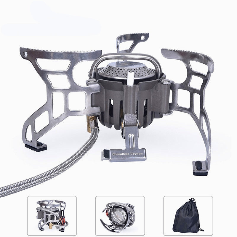 Outdoor Camping Folding Gas Stove with Lgniter Portable Foldable Aluminum Alloy Cooker 3500W