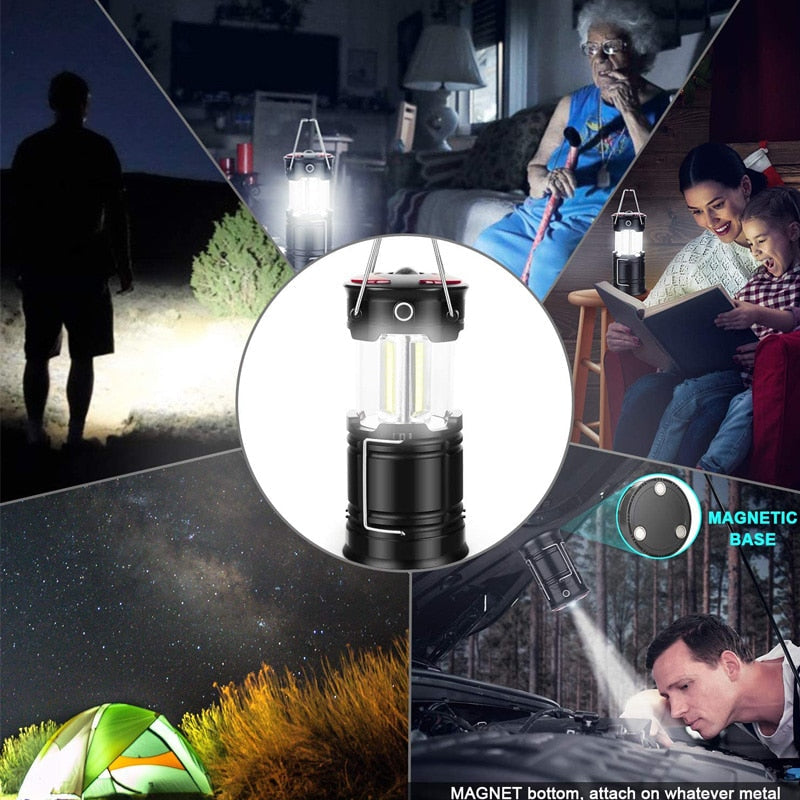 Portable Rechargeable Camping Lantern Flashlight 4 Modes Two Way Hook of Hanging Perfect for Working Camping Hiking Light