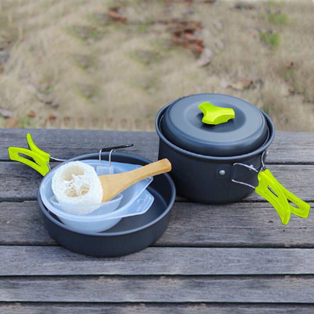 Portable Camping Tableware Cooking Set Outdoor Cookware Pan Pot Bowl Spoon Fork Utensils Ultralight Hiking Picnic Supplies