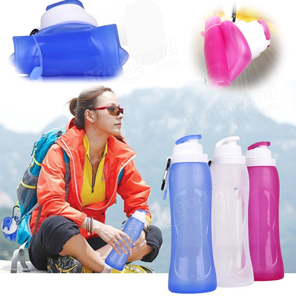 Outdoor Sport Bike Bicycle Foldable Water Bottle Portable Folding Riding Kettle 500ml