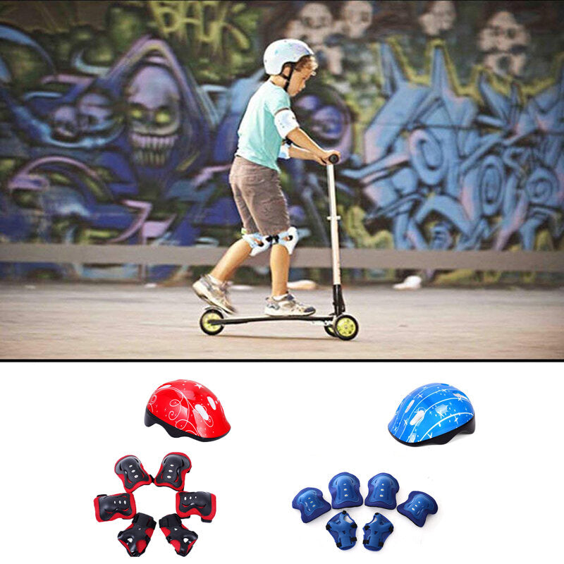 7Pcs Cycling Skating Skateboard Bike Helmet Elbow Knee Hand Pads Sports Conservated Gear