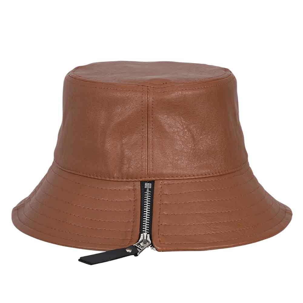 Vegan Leather Bucket Hat with Zipper - Scala Hats