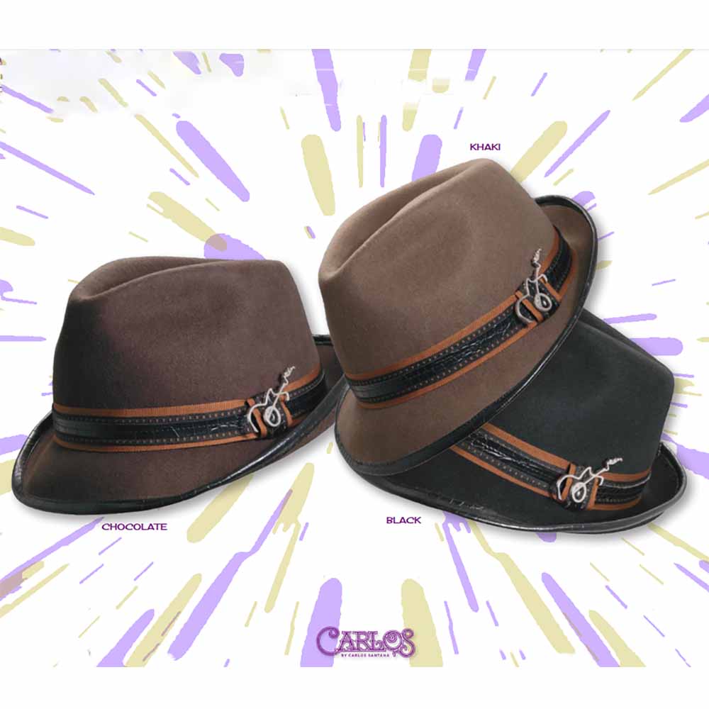 Meditation Wool Felt Fedora with Leatherette Bround Brim - Carlos Santana Hats