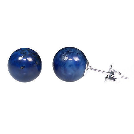 8mm Lapis Lazuli Ball Stud Earrings 14K White Gold