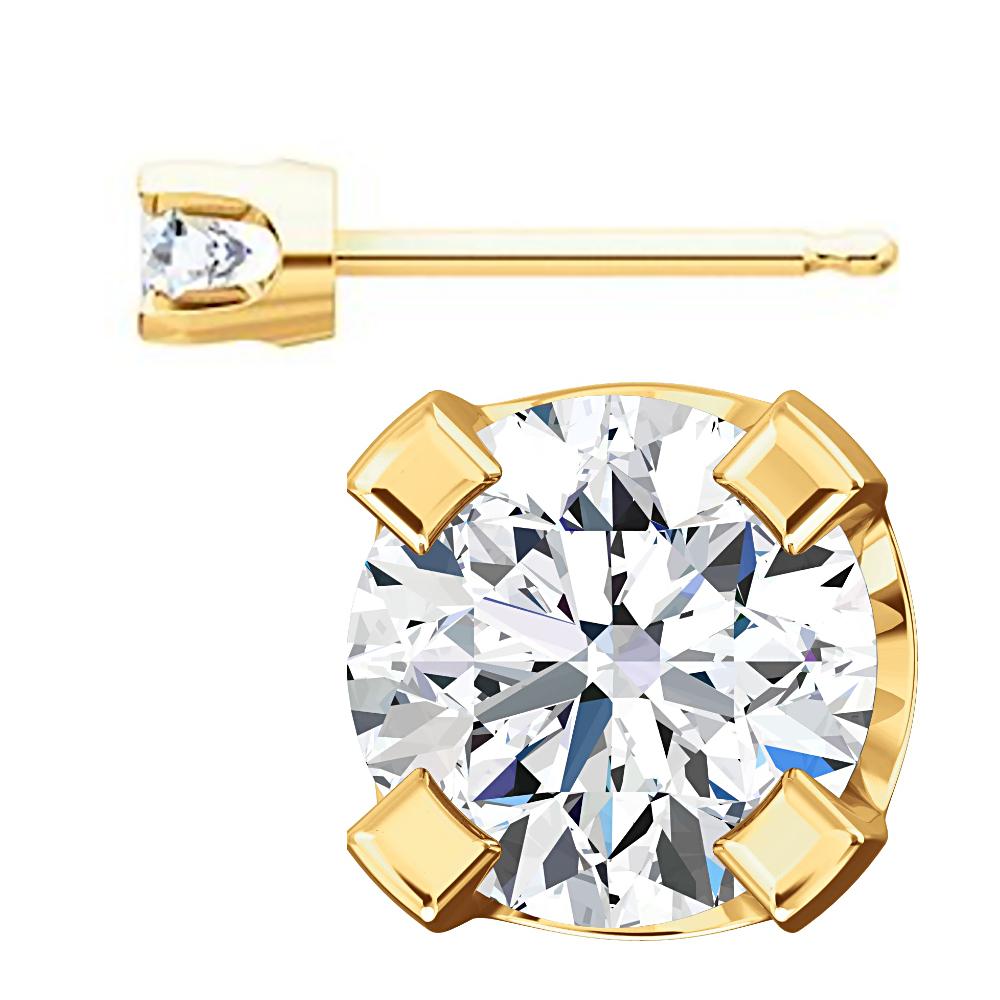 3mm, 0.2cts Ice on Fire CZ 4-Prong Stud Earrings 14K Yellow Gold