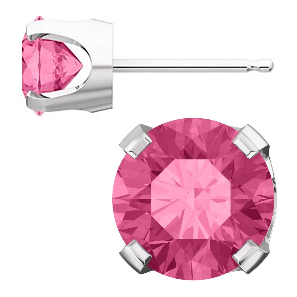 6mm, 1.5cts Simulated Tourmaline 4-Prong Stud Earrings 14K White Gold