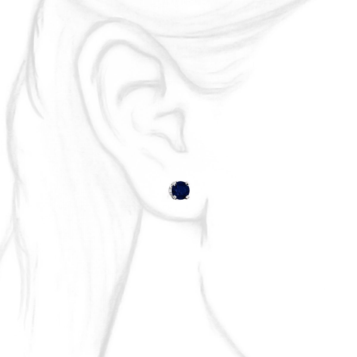 5mm, 1.0cts Trustmark Created Sapphire 4-Prong Screw Back Stud Earrings 14K White Gold