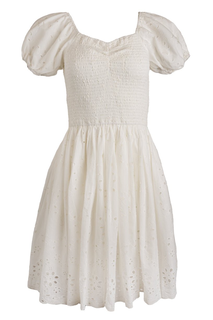 Marigold Dress in White Eyelet