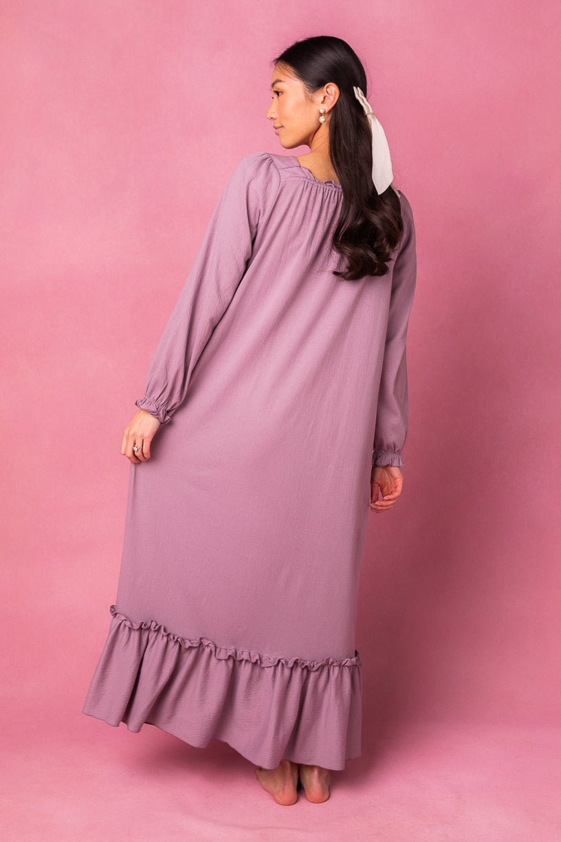 Petra Long Sleeve Night Dress in Purple