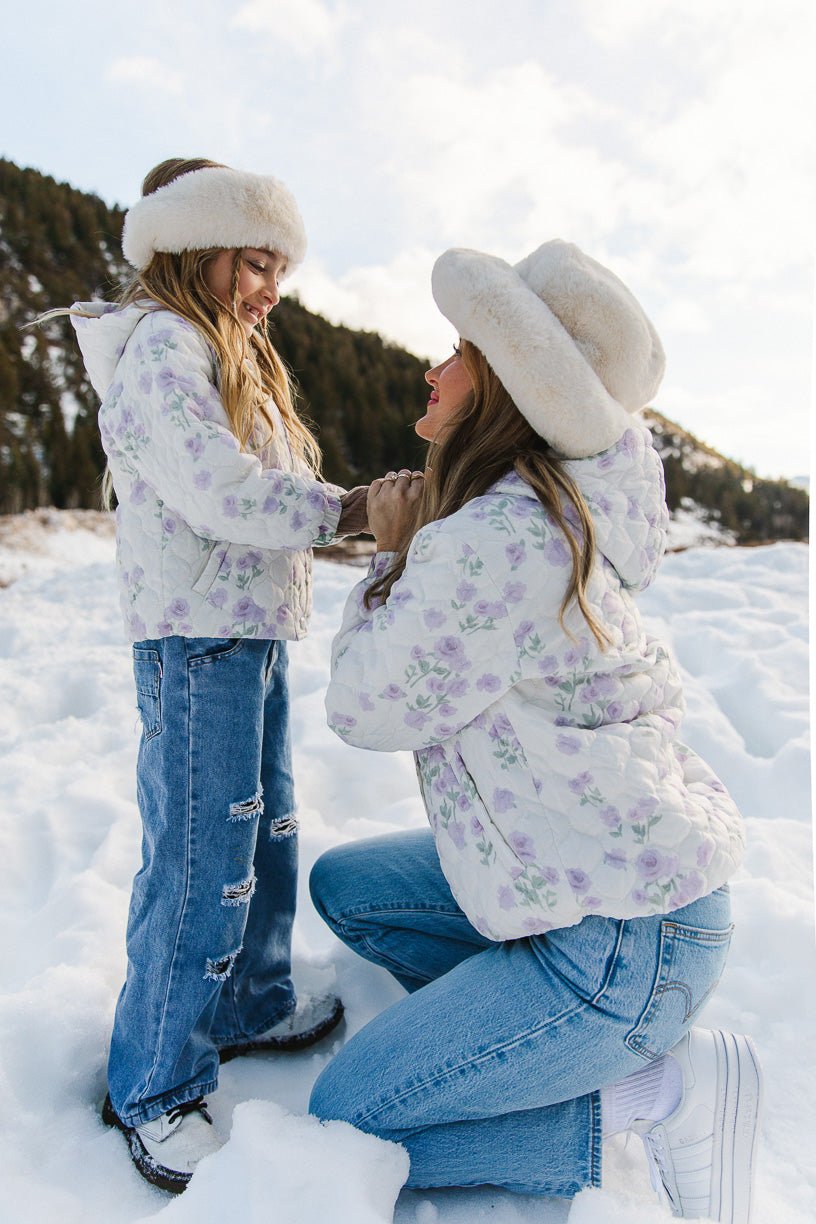 Mini Quilted Jacket in Lavender Floral