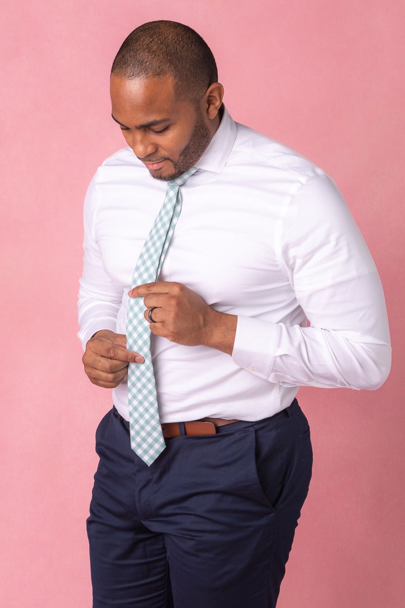 Mens Max Tie in Mint Gingham