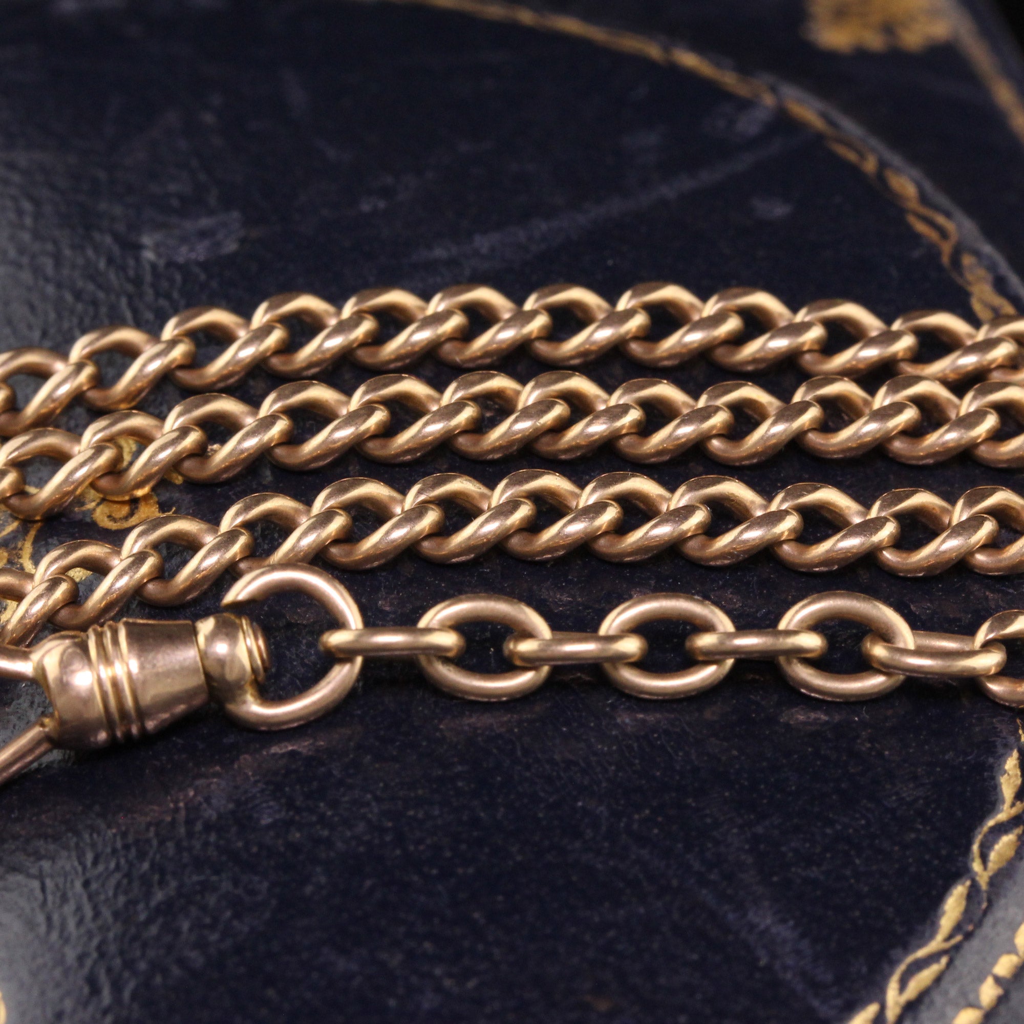 Antique Art Deco 14K Yellow Gold Cuban Link Watch Fob Necklace