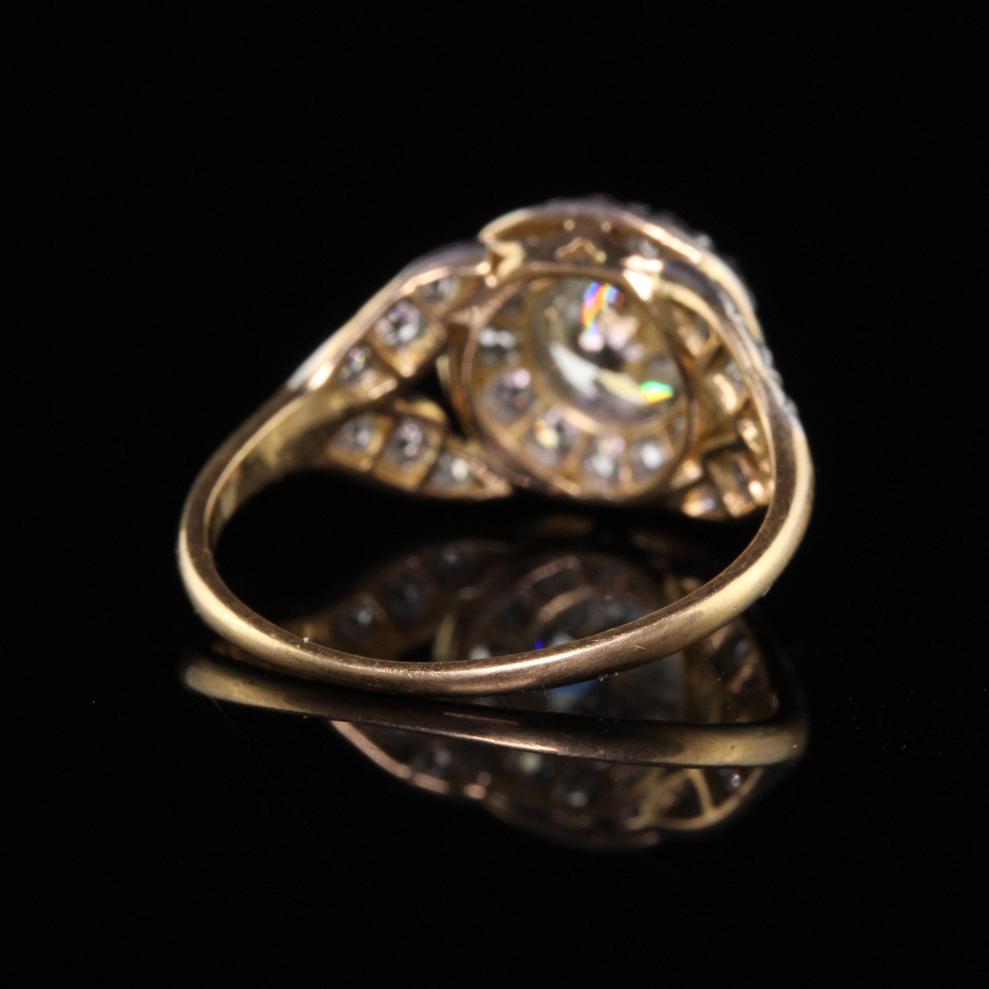 Antique Edwardian Tiffany and Co 18K Gold Plat Old Euro Diamond Engagement Ring