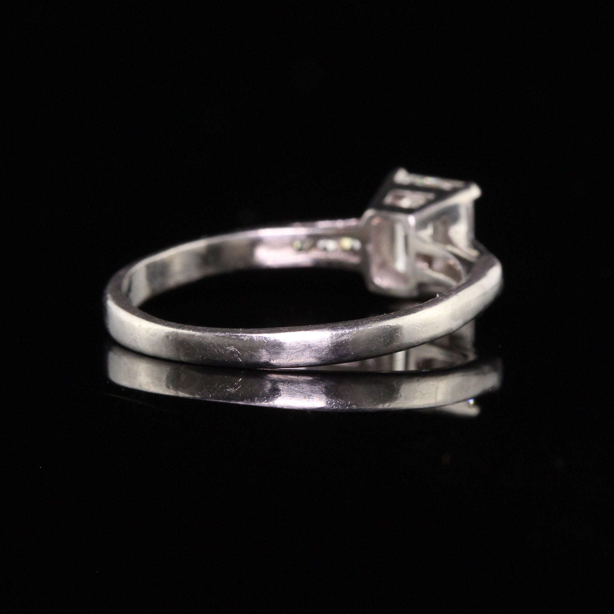 Antique Art Deco Platinum Emerald Cut Diamond Classic Engagement Ring - GIA