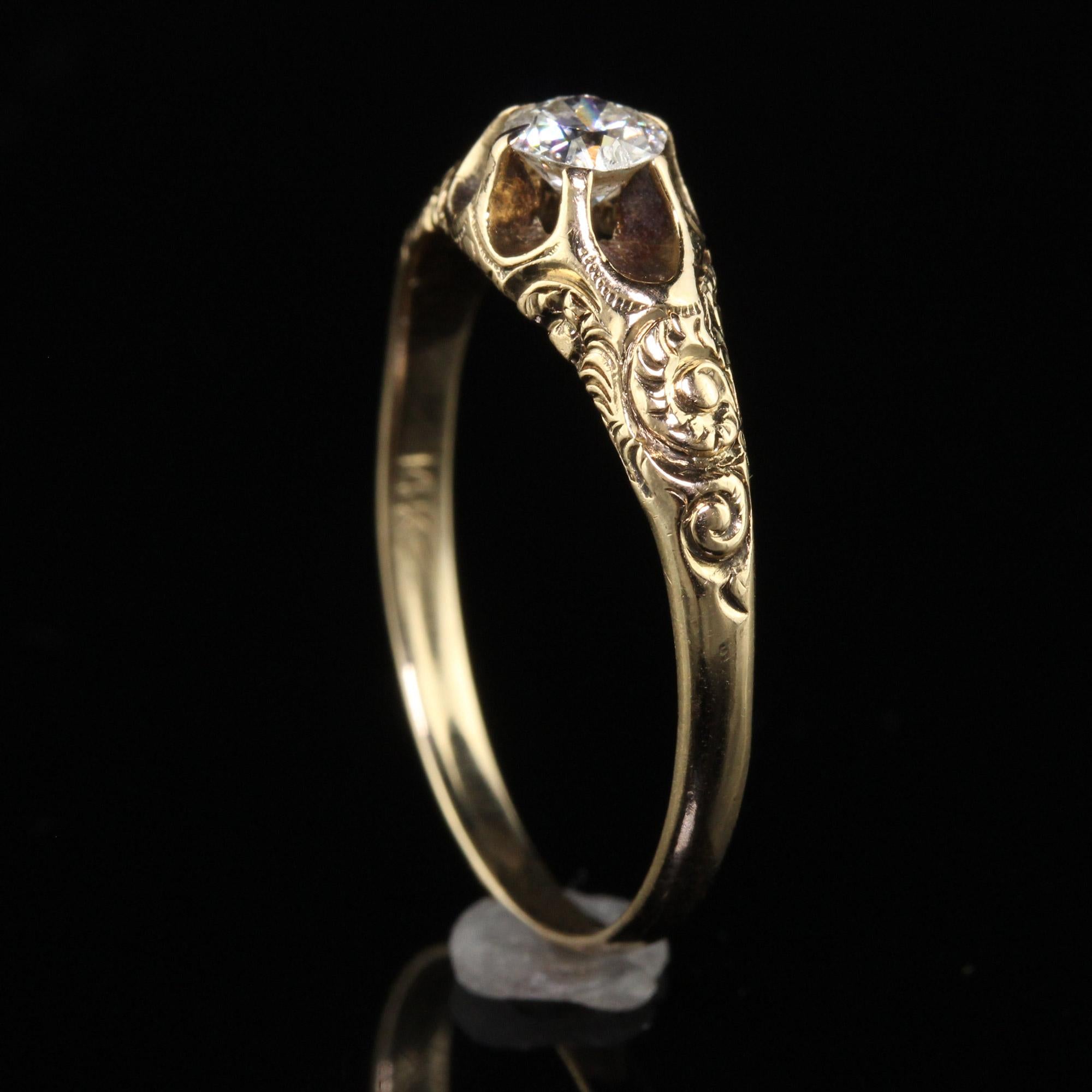 Antique Victorian 14K Yellow Gold Old European Diamond Engagement Ring