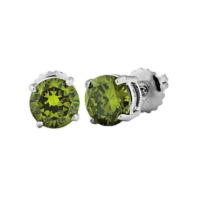 Ellah: 6mm, 1.5ct Peridot Ice CZ Screw Back Earrings Sterling Silver