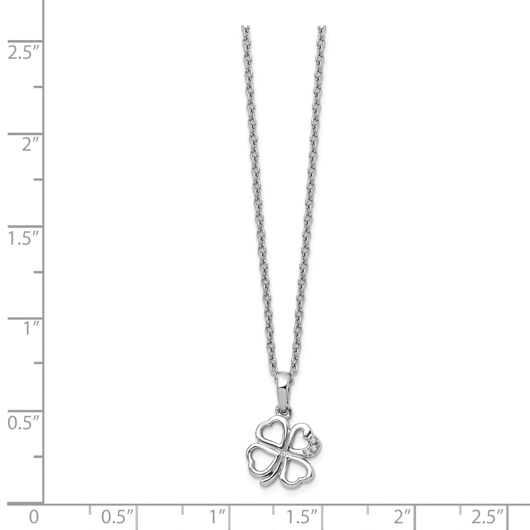 White Ice .01ct Diamond Clover Pendant Necklace Sterling Silver