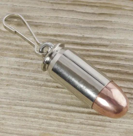 45 Auto Nickel Bullet & Casing Zipper Pull