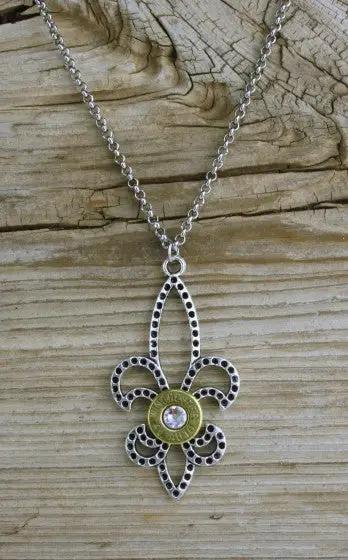 Lovely Large Fleur de lis Bullet Necklace, 45 Auto