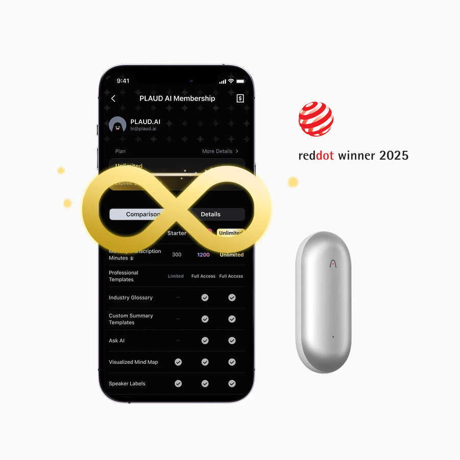 Plaud NotePin & AI Annual Unlimited Plan
