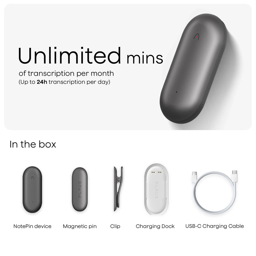 Plaud NotePin & AI Annual Unlimited Plan
