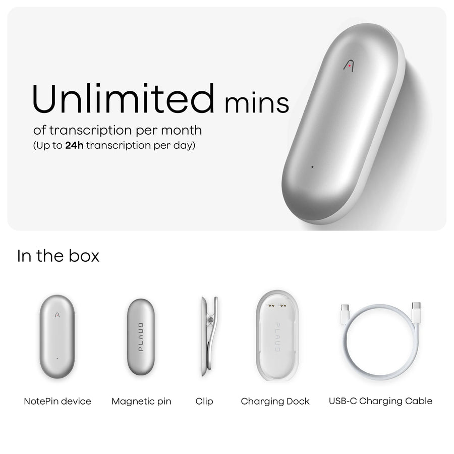 Plaud NotePin & AI Annual Unlimited Plan

