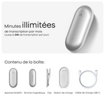 Plaud NotePin et 2 Abonnement Annuel à l’IA Plan Annuel Illimité
