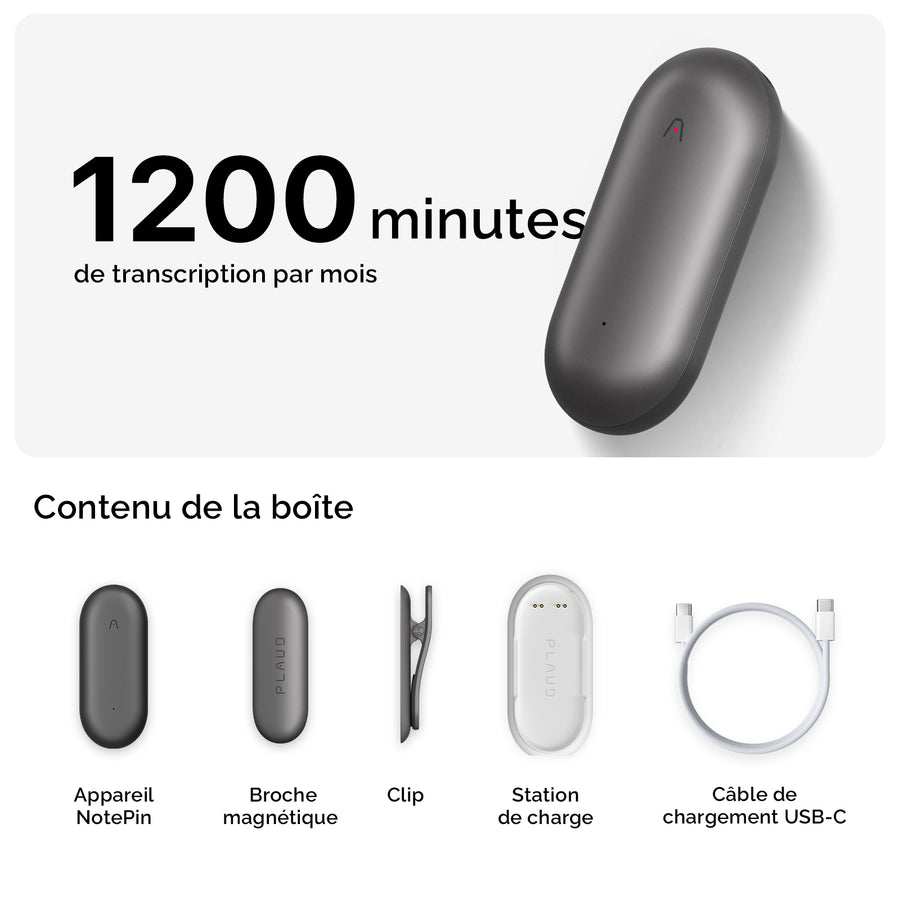PLAUD NotePin et Abonnement Annuel à l’IA Pro Plan
