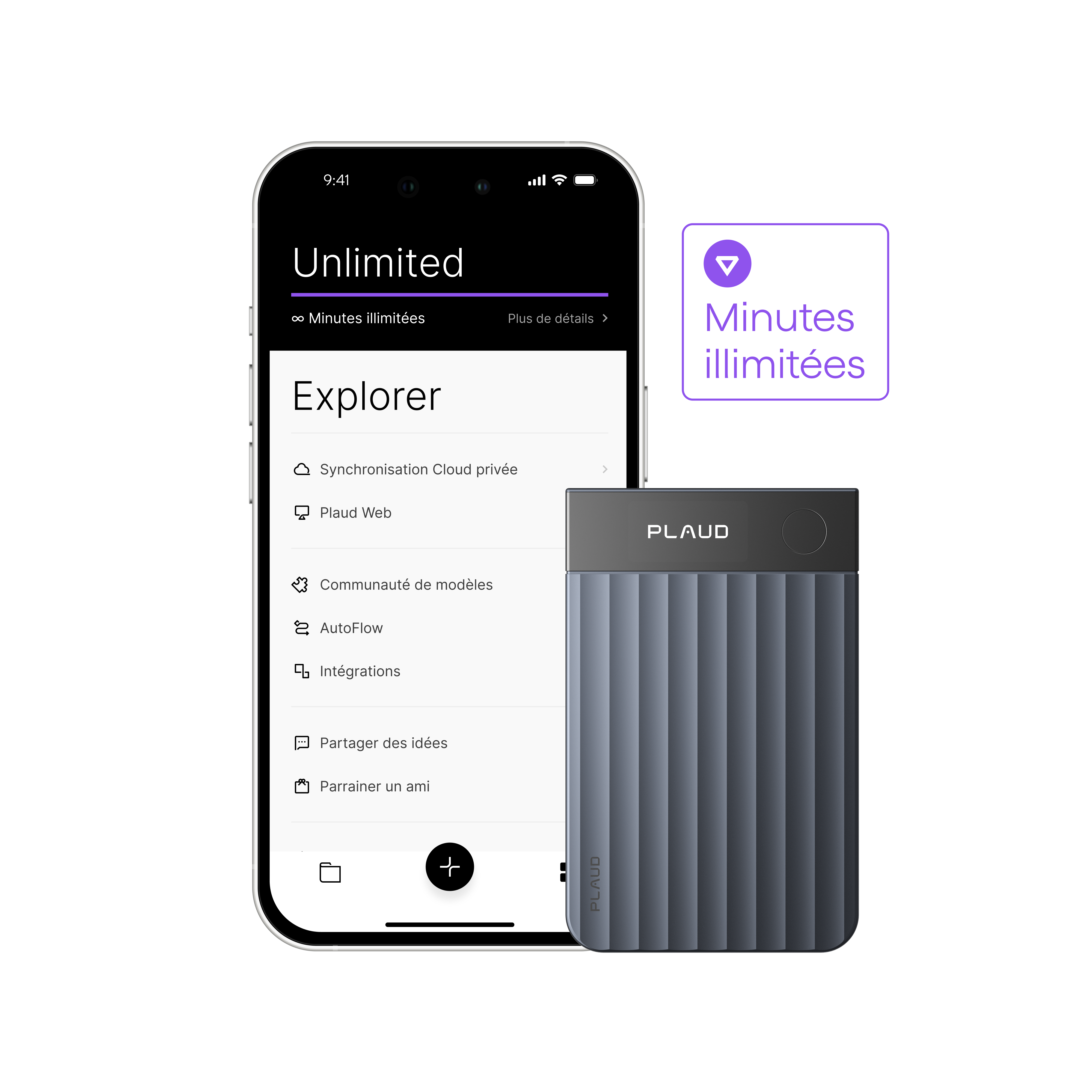 Plaud Note Pro + Plaud Intelligence Unlimited Plan (1 an)
