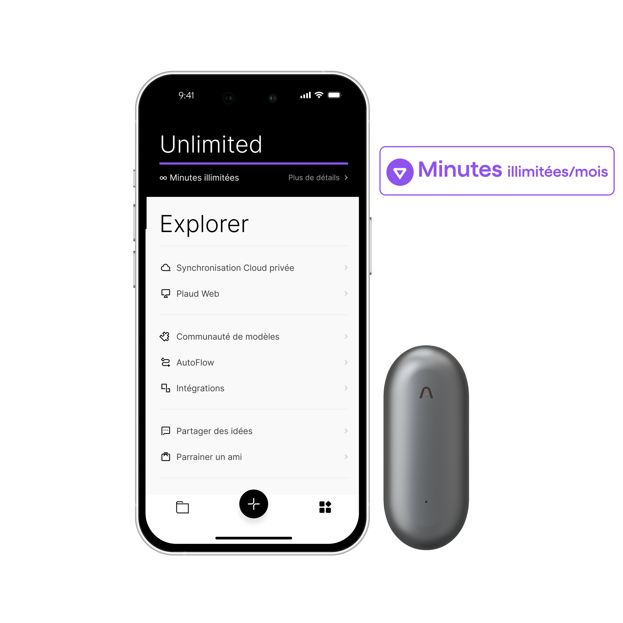 Plaud NotePin + 2 Abonnements Annuels à l’Unlimited Plan IA