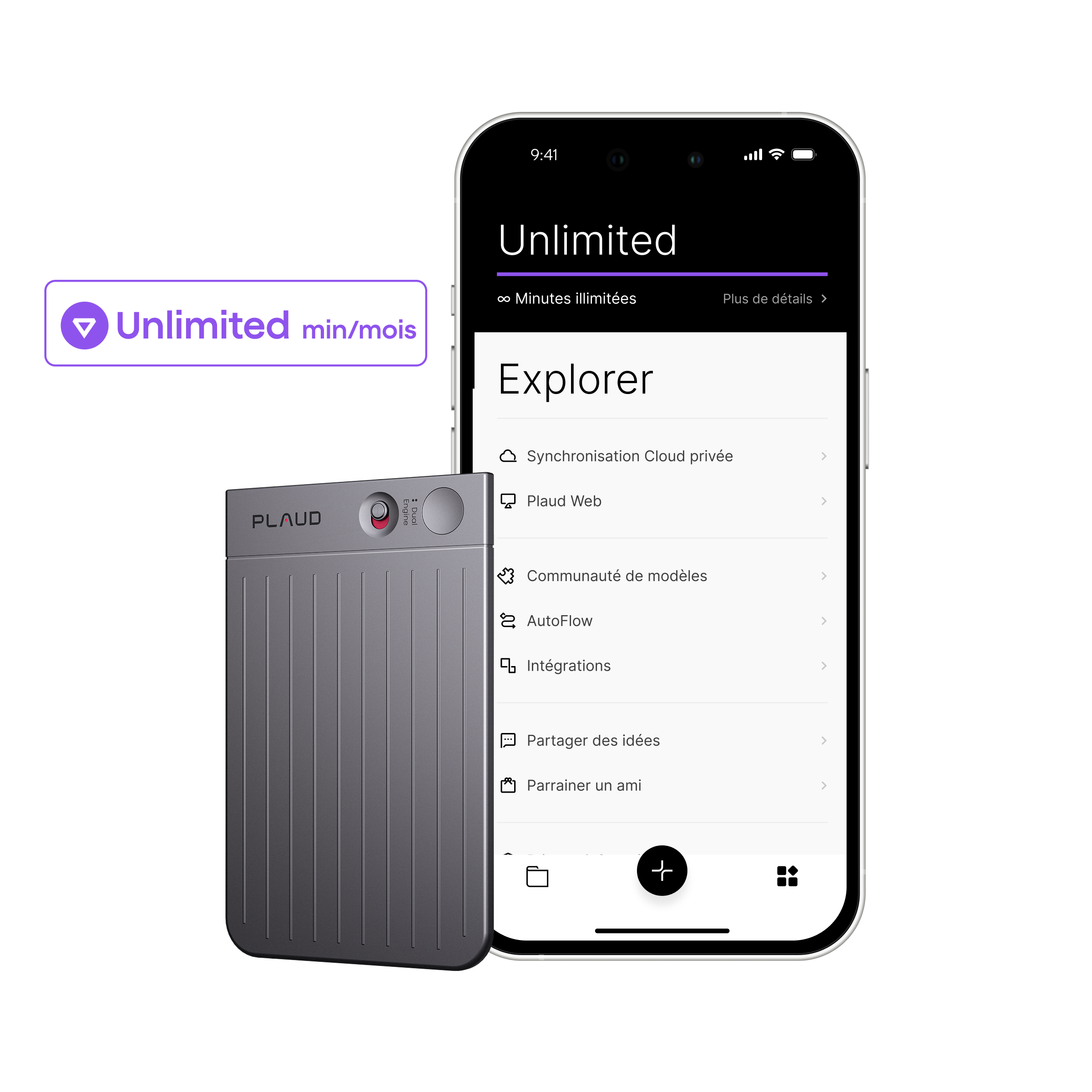 Plaud Note + 2 Abonnements Annuels à l’Unlimited Plan IA