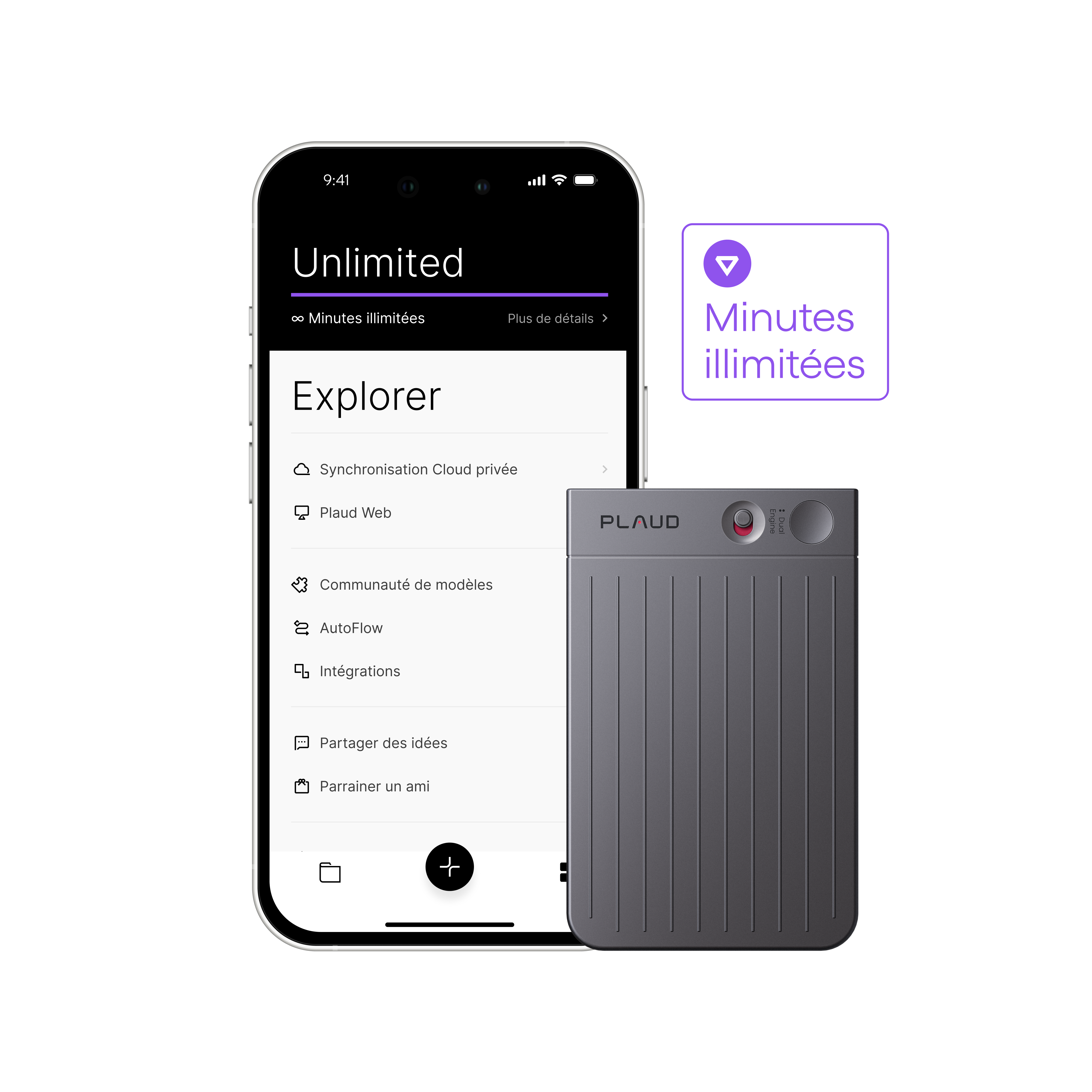 Plaud Note + Plaud Intelligence Unlimited Plan (1 an)